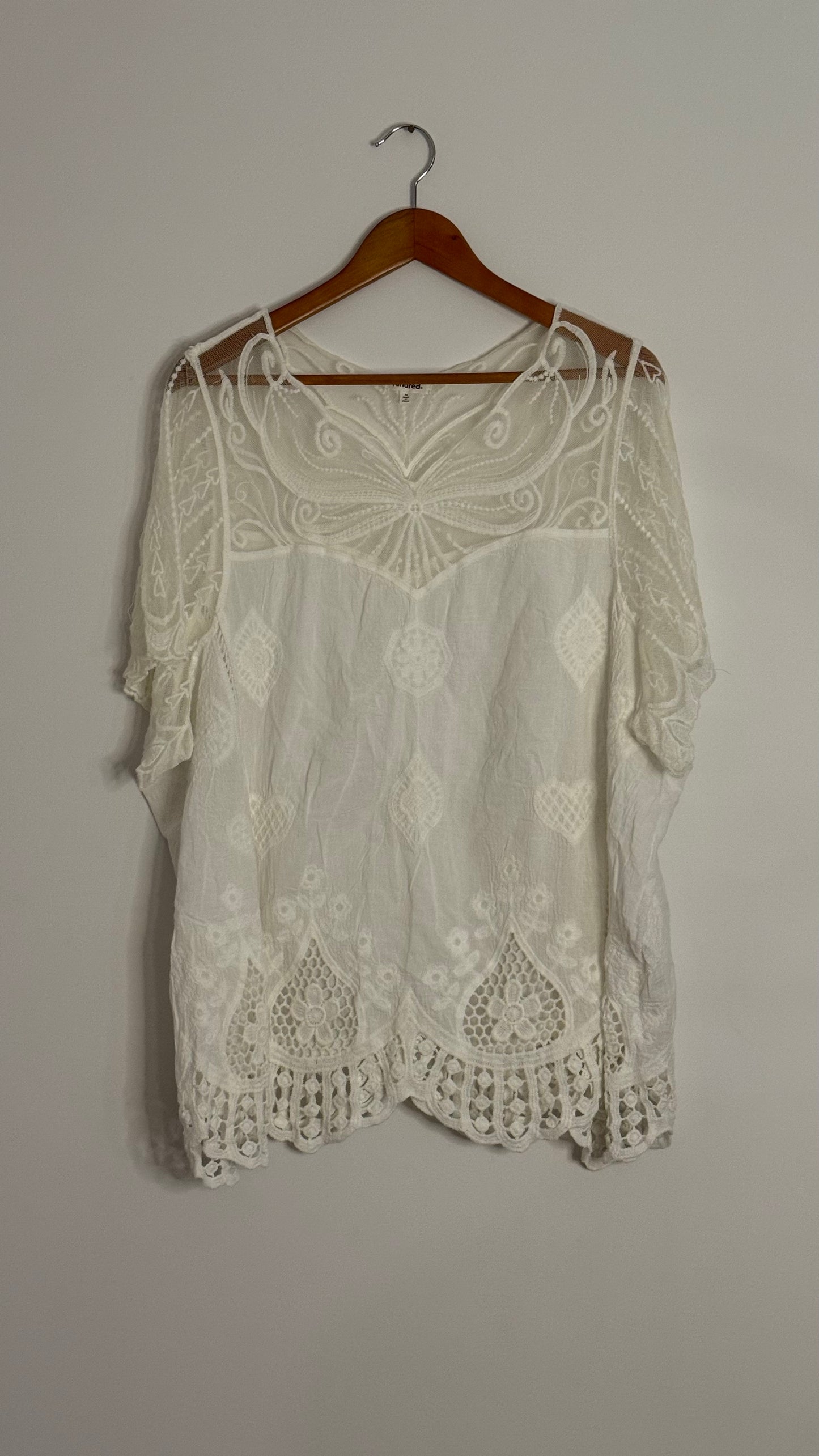 white s/s lace & cotton top pattern