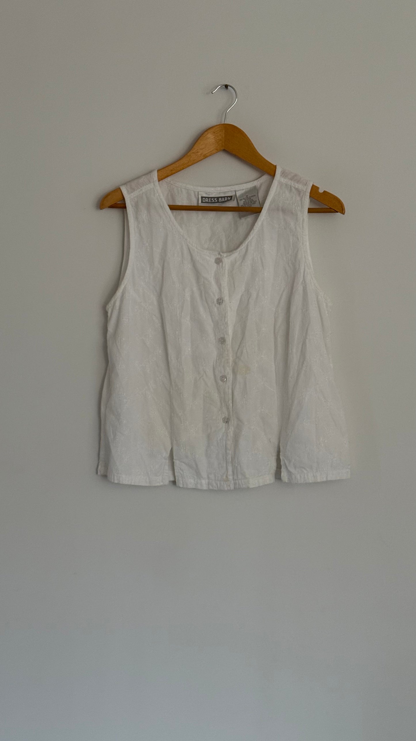 dress barn tank top button up with embroidery