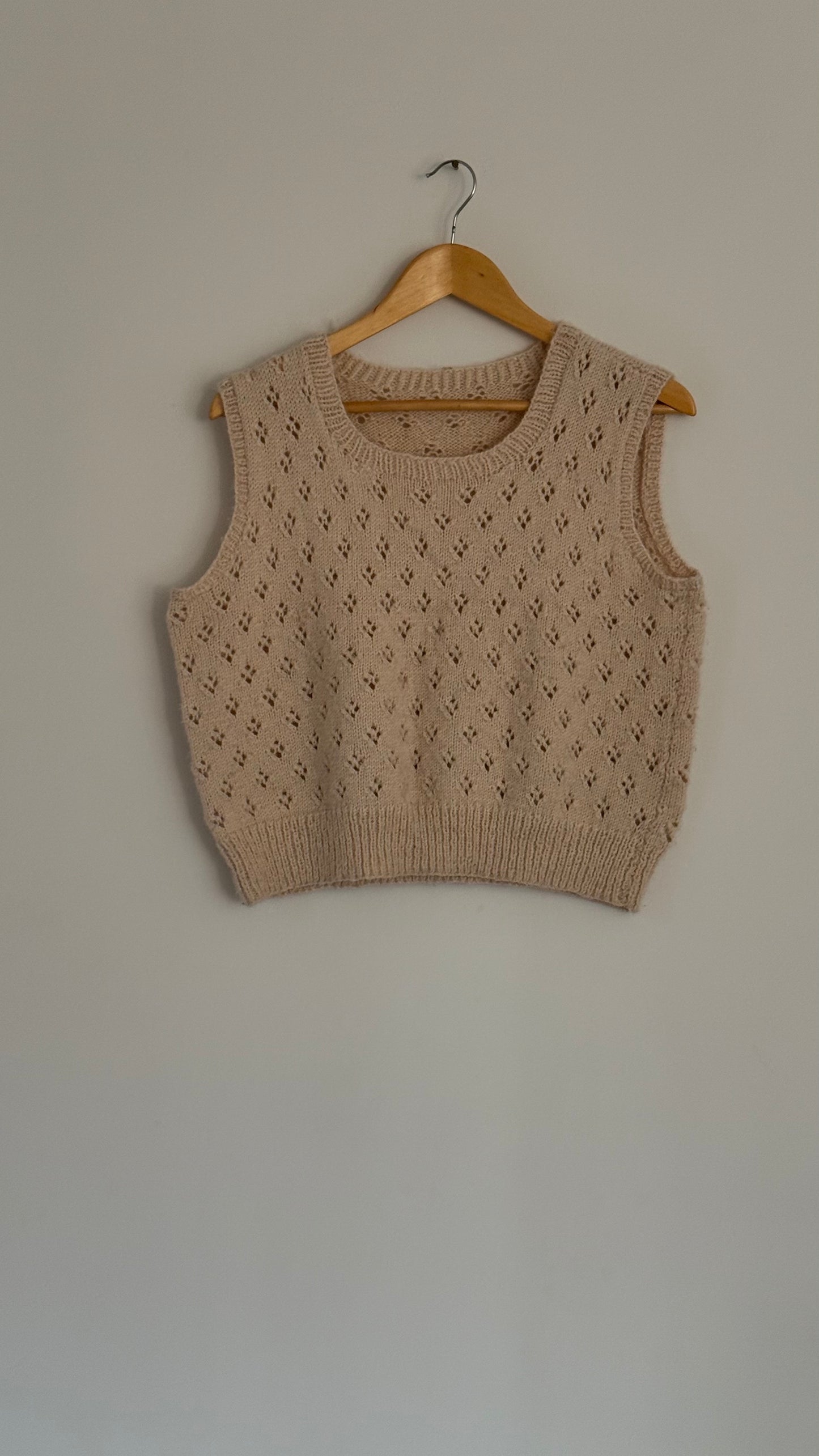 crochet sweater tank top tan