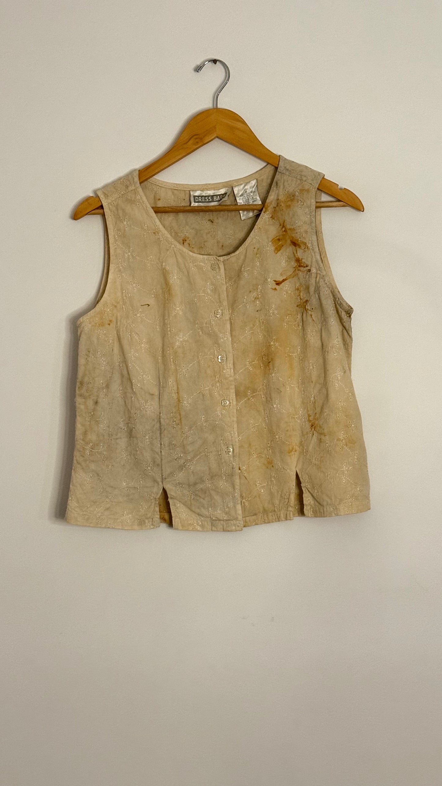 dress barn tank top button up with embroidery