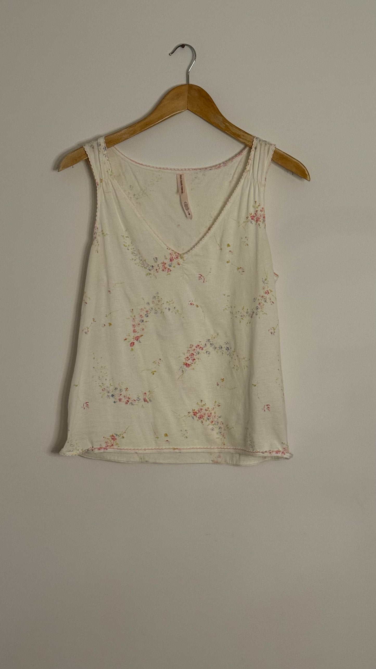 polo jeans company tank top with pink flowers