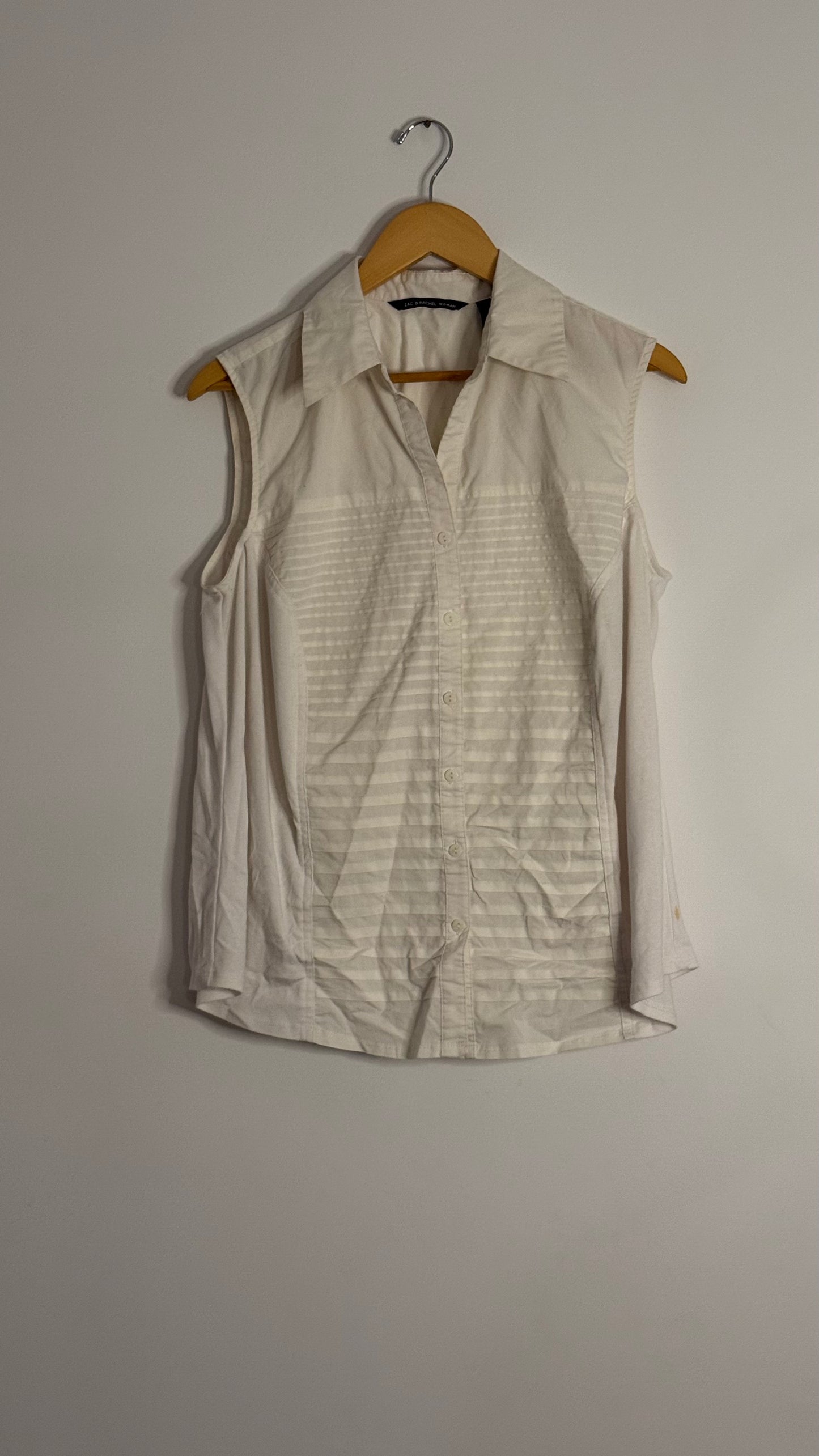 zac & rachel white collared button up tank top