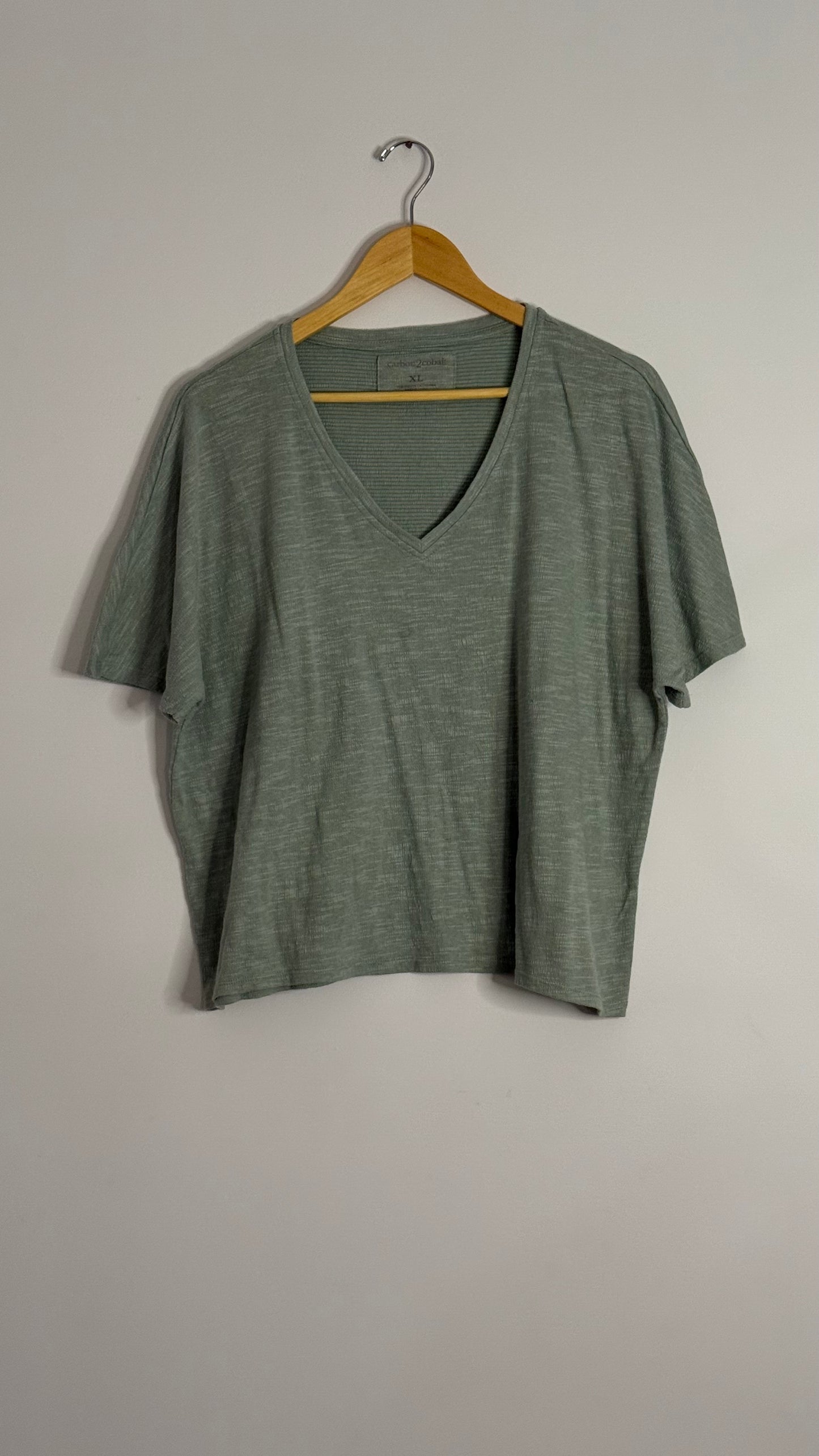 green vneck tshirt