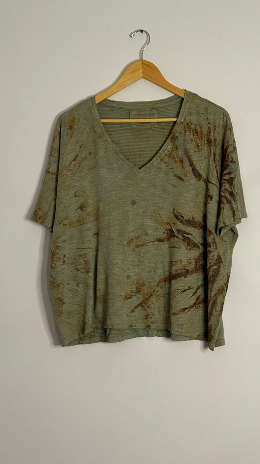 green vneck tshirt