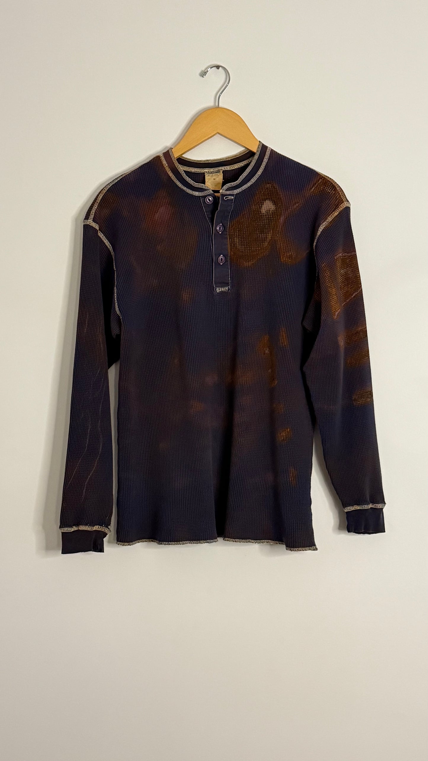 l/s navy thermal white stitching