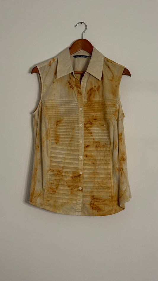 zac & rachel white collared button up tank top