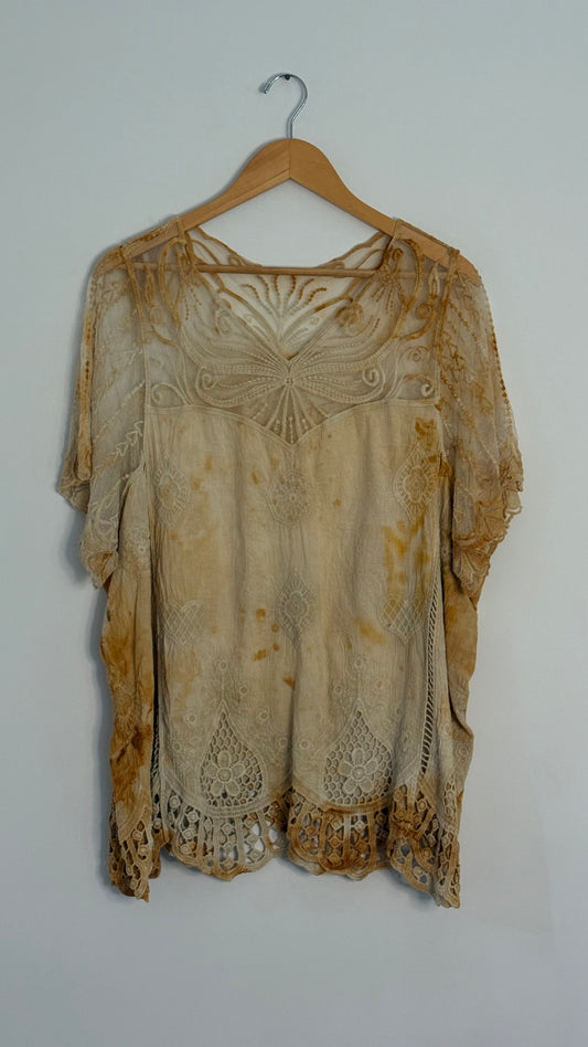 white s/s lace & cotton top pattern