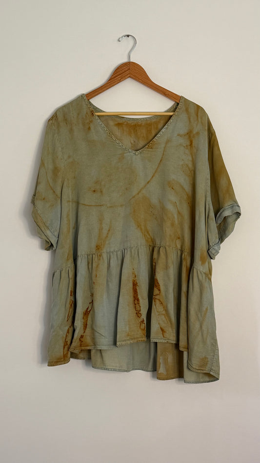 s/s chambray vneck flowy top