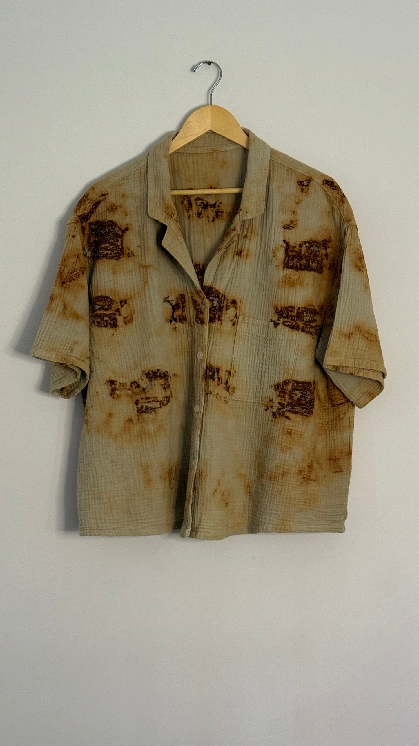 s/s aqua cotton gauze button up