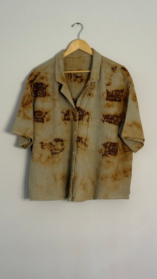 s/s aqua cotton gauze button up