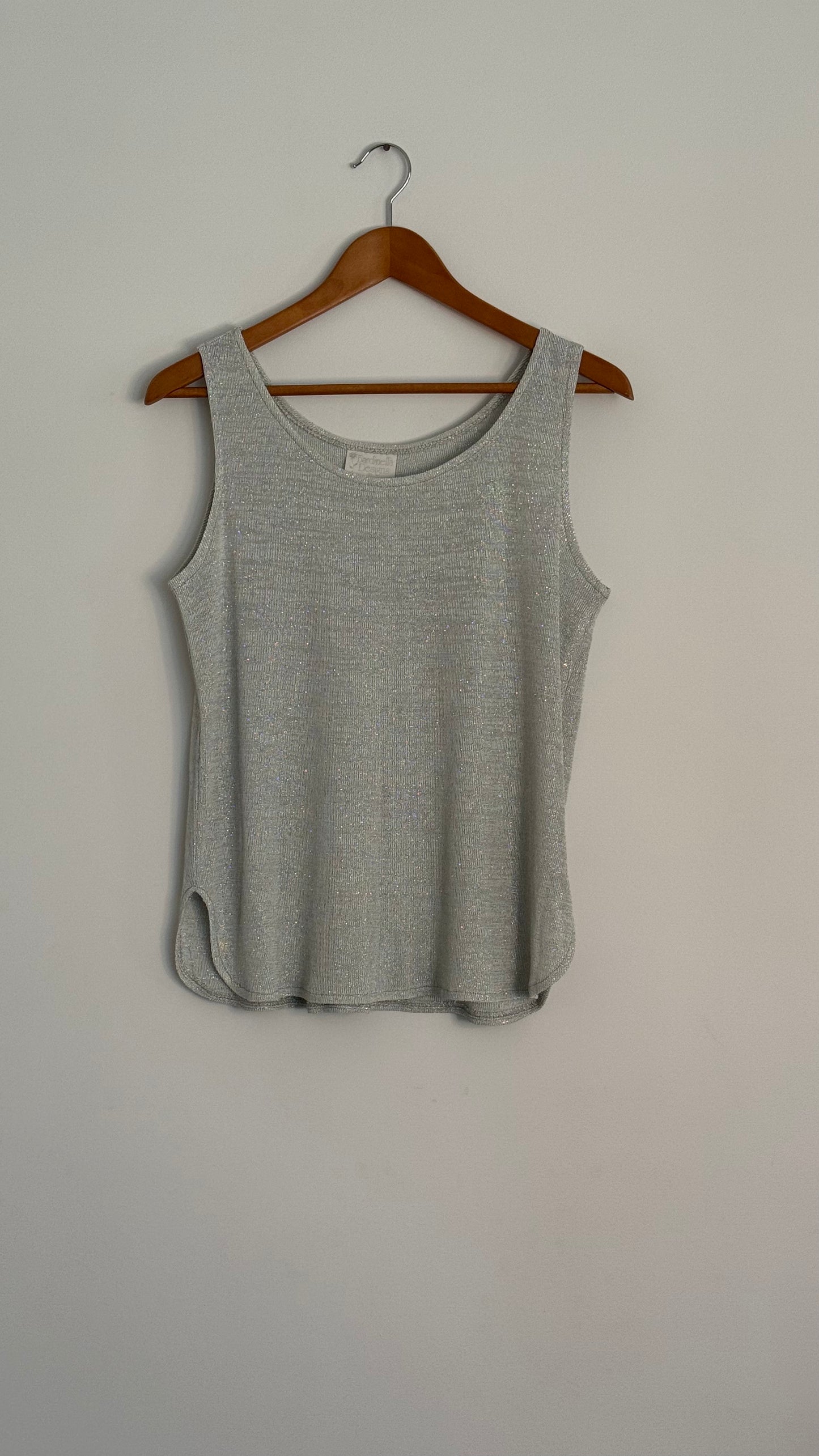 silver shimmer tank top