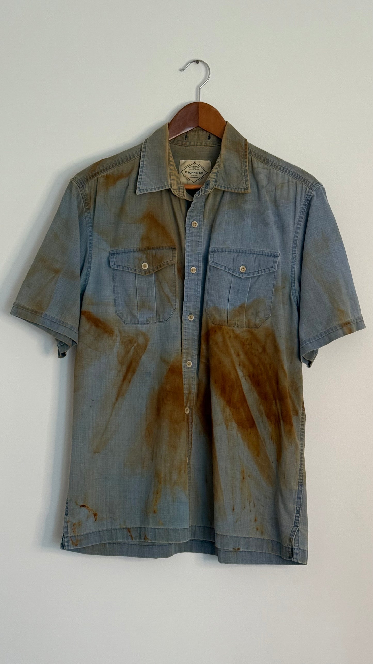 st john's bay s/s lighweight denim button up