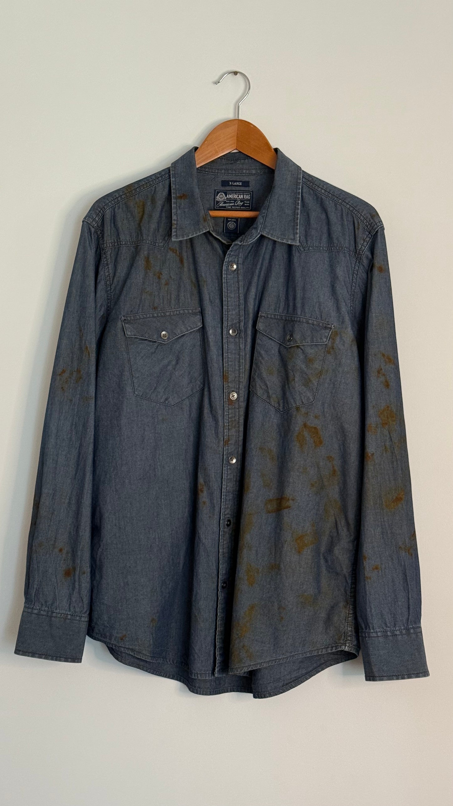 american rag l/s lightweight denim button up