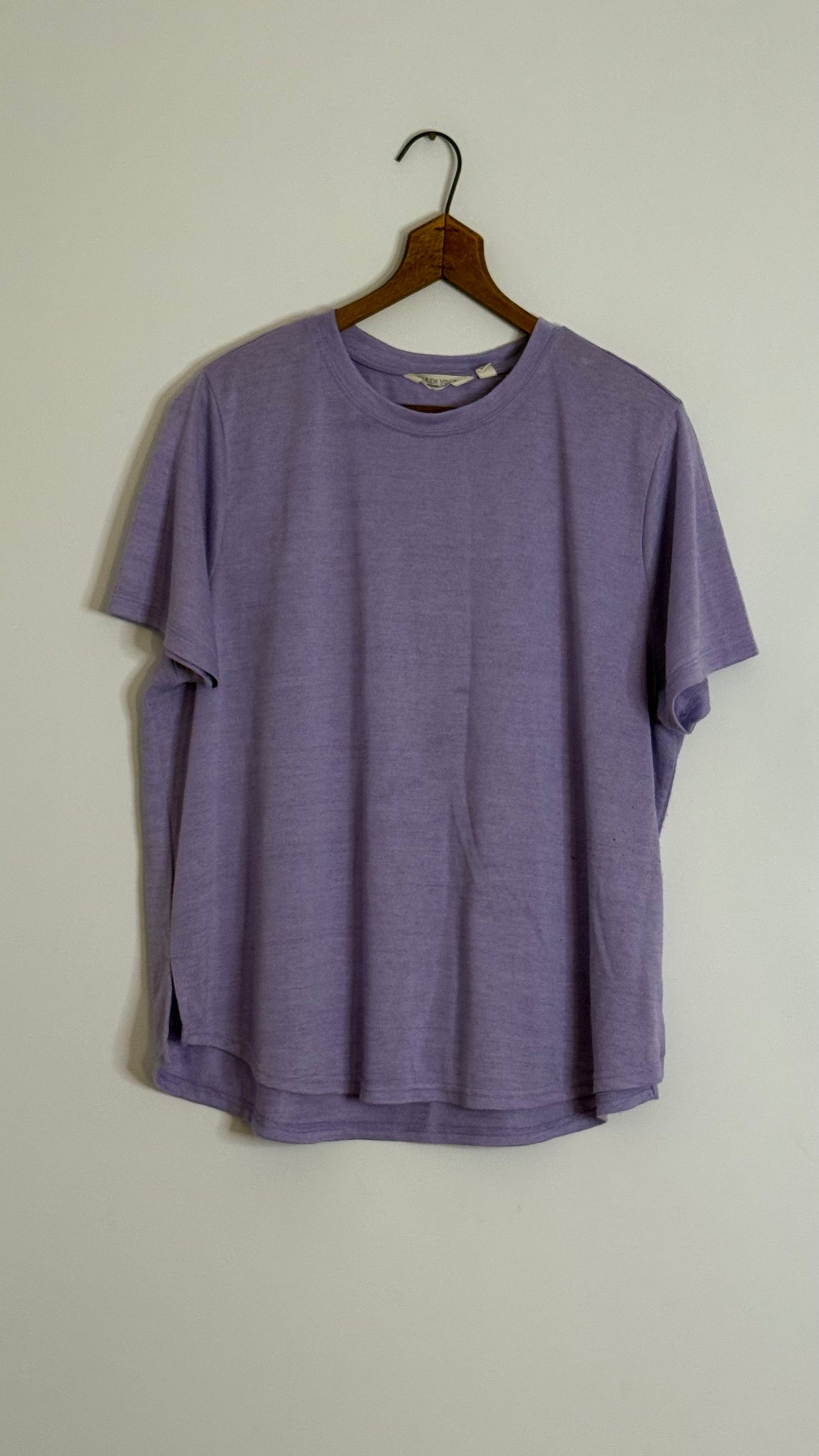 earth yoga s/s purple linen tshirt