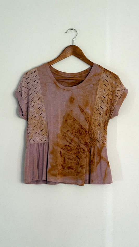s/s lilac linen eyelet shoulders top