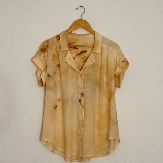 s/s white gauzy button up